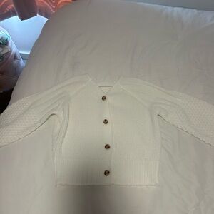 Altar'd State Women's Cream Button-Up Cardigan